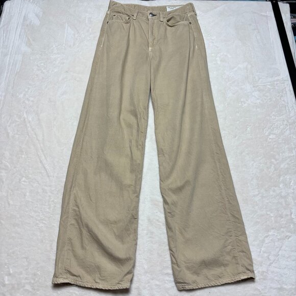 Rag and Bone Womens Logan Mid Rise Wide Leg Pants Size 26 Beige Featherweight - Picture 1 of 16
